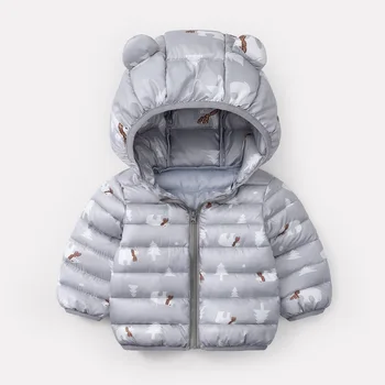 Kūdikių žiemos puffer coat lengvas, bet šiltas vaikai striukės su gobtuvu kūdikių berniukų striukė vaikiška mergaitė žiemos drabužių žemyn medvilnės drabužiai