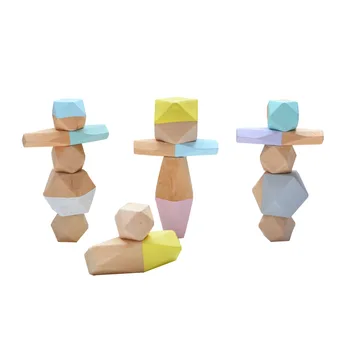Silikonas Statybinis Blokas Spalvoto Akmens Švietimo Medinis Žaislas Šiaurės Stiliaus Balansavimo Sukrauti Pastato Montessori Žaislas Dropshipping