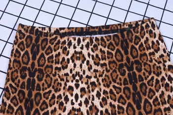 Moterų Liesas Blyksnius Leopardas Spausdinti Bell Bottom Ruožas Aukšto Liemens Kelnės Kelnės naktinis klubas stiliaus bell-dugnas