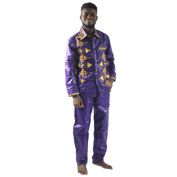 MD pietų afrikos tradicinės dėvėti aukštos kokybės heidi bazin riche drabužiai vyrams marškinėliai kelnės kostiumas siuvinėjimo afrikos stiliaus viršūnes