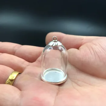 25x18mm tuščiaviduriai mini bell jar stiklinis vamzdelis su nustatymo sidabro pagrindo karoliukai bžūp nustatyti, stiklo buteliukas pakabukas karoliai, stiklo butelį išvados