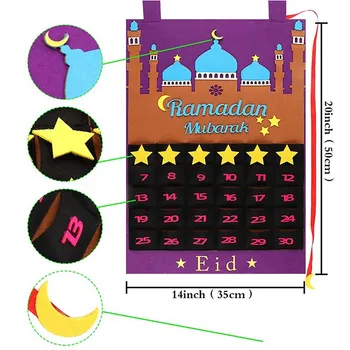 Ramadanas Eid Mubarakas Moon Star Lipdukas 30 dienų Advento Kalendorius Kabo Manė, Atgalinės atskaitos Vaikams Dovanos Ramadanas Islamas Apdaila