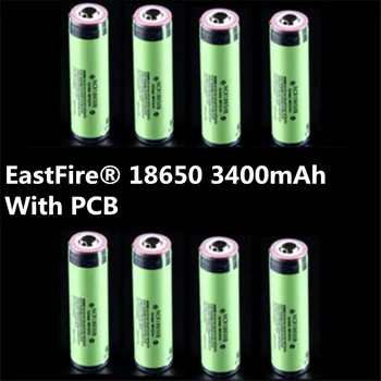 8PCS 2017 Originalus EastFire 18650 3400mAh baterija 3.7 V, Li-ion Rechargebale baterija PCB Saugomų panasonic 18650 3400