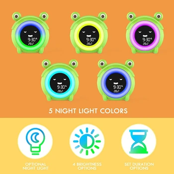 Žadintuvas Vaikams,Smart Naktį Šviesos Laikrodis,su Temperatūros Jutiklis & Miega Mokymas,Vaikams ir Vaikams,Žalia