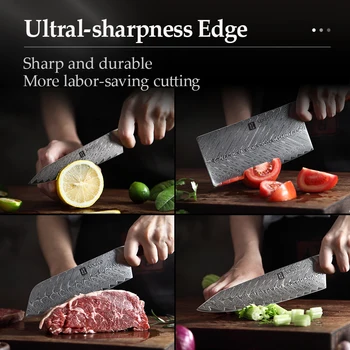 XINZUO 5 VNT Virtuvės Peilių Rinkiniai - Puikus Akacijos Medienos Peilį Blokas Set - Ultra Sharp Japonijos Damasko Plieno Chef Peilis Rinkinys