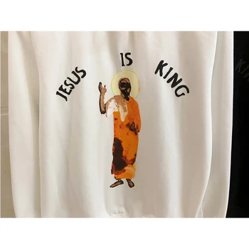 JĖZUS YRA KARALIUS, Palaidinės Aliejaus tapyba, portretas putų spausdinimo Jėzus yra karalius Hoodie Muzikos albumas serijos Kanye West Hoodies Jenner
