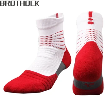 Brothock Profesionalaus krepšinio kojinių, neslidžia kvėpuojantis sporto kojinės storu rankšluosčiu elito vyrų kojinės lauko veikia kojinės