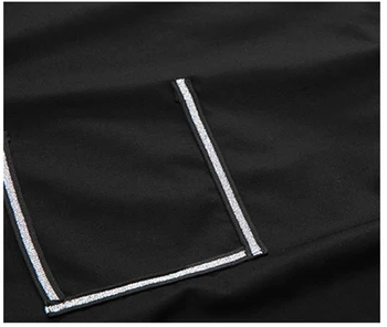 [EAM] Moterų Juodos Kontrastas Spalva Padalinta Bendras Didelis Dydis, T-shirt Naujas Gobtuvu Trijų ketvirčių Rankovės Mados Pavasario Vasaros 2021 1Y028