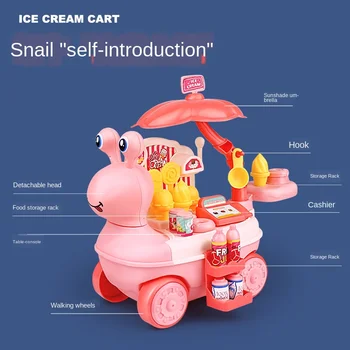 Sraigė saldainiai prekybos centro vežimėlio vaikų modeliavimas ledų pardavimo sunkvežimių kūdikių žaisti namų virtuvė žaislas pirkinių krepšelį žaislas