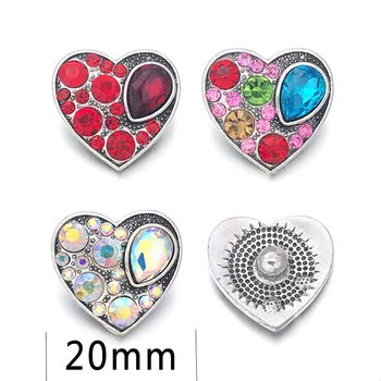 Karšta Širdis w063 Kristalų 3D 18mm Metalo Snap Mygtuką Apyrankės Karoliai Keičiamos Papuošalai Moterims Accessories Išvados