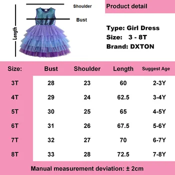 DXTON Nauja Merginų Vasaros Suknelės Lankas Princess Tutu Suknelė Vaikams, V-kaklo, Vestuves Mergaičių Kostiumai Elegantiškas Mergaičių Suknelė 3-8Y