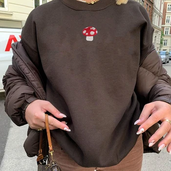 HEYounGIRL Ruda Atsitiktinis Crewneck Palaidinukė Moterų Rudens Mados Spausdinti Megztinis ilgomis Rankovėmis Prakaito Marškinėliai korėjos Streetwear Y2K