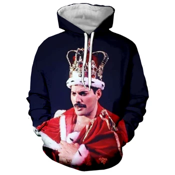 Roko Karalienė Juosta Freddie Mercury 3D Spausdinimo Striukė Vyrų/moterų Hip-Hop (Įvelkamų Megztinių Streetwear Pavasario Hoodie vyriški Drabužiai