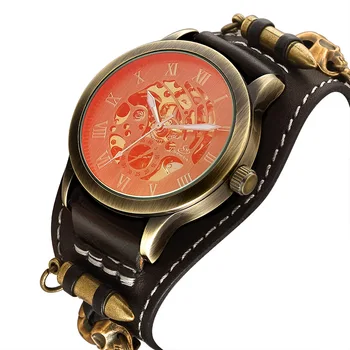 Mados Steampunk Laikrodžiai Vyrams Derliaus Laikrodžiai Vyrams Automatinis Mechaninis Laikrodis Bronzos Skeletas Laikrodžiai Sporto Žmogus Watch Laikrodis