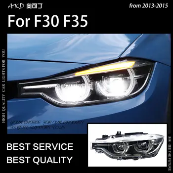Automobilio Stilius Galvos Lempa F30 Žibintai 2013-M. F35 LED Žibintų 318i 320i 325i DRL Angel Eye Pluošto Automobilių Priedai