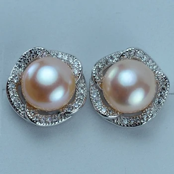 YIKALAISI 2017 natūralūs gėlo vandens pearl stud auskarai 8-9mm nekilnojamojo pearl925 sterlingas sidabro papuošalai moterims geriausių dovanų