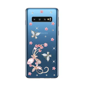 Bling kristalų telefono dėklas aišku, dangtelis skirtas Samsung galaxy A3 A5 2017 J7 J5 Premjero 2016 S9 J4 J6 plius M51 A42 A70 A50 S10 A6 A7 2018