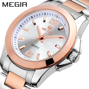 Prabangūs moteriški Žiūrėti MEGIR Top Brand Kvarciniai Laikrodžiai Plieno Diržas Vandeniui Relogio Feminino Laikrodis