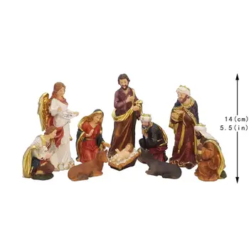 Zayton Statula Kristaus Gimimo Scena Nustatyti Kalėdų Lovelę Figūrėlės Kūdikėlį Jėzų Ėdžiose Miniatiūros Ornamentu Katalikų Bažnyčia Dovana, Namų Dekoro