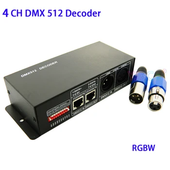 DMX512 dekoderis dimeris DC 5V (12V 24V RGBW 4CH DMX 512 Dekoderis led Juostos valdiklis DMX į PWM RGBW Šviesos 4 Kanalų*4A 16A