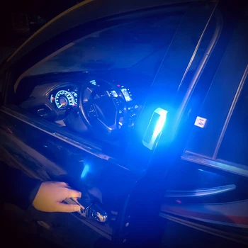 2vnt Saulės Magnetinio Belaidžio Automobilių Durų Atidarymo Įspėjamieji Žibintai LED Vandeniui Strobe Mirksi Stabdžių-Susidūrimo signalas šviesa