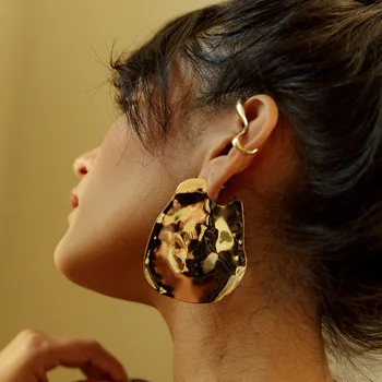 Aukso netaisyklingos linijos moterims ausies klipą auskarai, apyrankės, be auskarų punk mados hip-hip kietas unikalus auskarai 2021