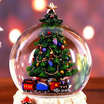 Derva Music Box Krištolo Rutulį Sniego Gaublys, Stiklas Žiburiai Kalėdų Medžio Amatai Darbalaukio Dekoro Kalėdų Dovana Su Garsiakalbio Verpimui