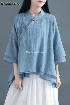 2021 tradicinės kinų apranga cheongsam marškinėliai moteris cheongsam palaidinė kietas medvilnės skalbiniai qipao palaidinė cheongsam qipao marškinėliai