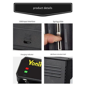 Yonii D3 Tris Lizdo Įkroviklis, USB Nepriklausomų intelektinių Daugiafunkcinis 18650 Ličio Baterijos Kroviklis