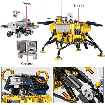 Kūrėjas Idėjų Mėnulio Lander automobilių Blokai Klasikinio Filmo Išėjimo Dirižablis Miesto pavyzdžiu Techninės Kosmonautas Plytų Žaislai