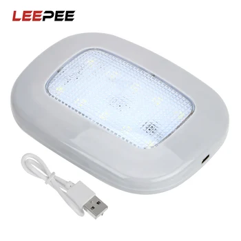 LEEPEE Universali Transporto priemonės Stogo Lubų Lempos po 10 LED Auto Vidaus apšvietimo USB Įkrovimo Baltas Automobilis Skaitymo Šviesos Magnetas Dome Light