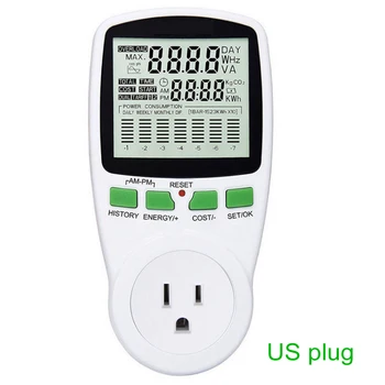 Galios matuoklis Skaitmeninis 230V skaitmeninis wattmeter JAV, ES, UK AU energijos skaitiklis vatų stebėti elektros schema Matavimo lizdą analizatorius 5