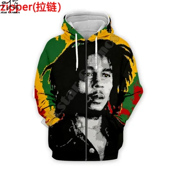 PLstar Kosmosas Reggae Atlikėjas HipHop Legenda Bob Marley Juokinga NewFashion Streetwear 3DPrint Užtrauktuką/Hoodies/Megztiniai/Striukė-3