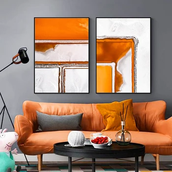Šiuolaikinės Orange Abstrakčių Geometrinių Sienos Menas Drobė Nuotraukas Tapybos Galerija Plakatas ir Spausdinimo Interjero Kambarį Namų Dekoro