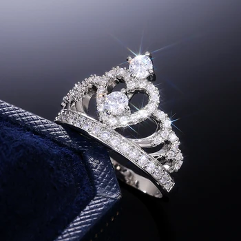 BIJOX ISTORIJĄ prabangių 925 sterlingas sidabro žiedas papuošalų su karūnos formos cirkonis brangakmenių bauda žiedai moterų vestuvės