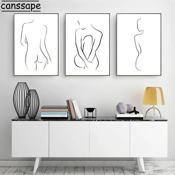 Abstraktus Moterų Kūno Linijos Meno Tapybos Jogos Mergina Drobė Spausdinti Sexy Lady Plakatas Minimalistinio Piešimas Miegamojo Sienų Dekoras