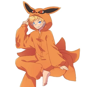 Naruto Pižama Cosplay Kostiumų Anime kyuubi Flanelė Vyrai Moterys Pižamą Sleepwear Pora Namų Drabužių Kurama Maudymosi kostiumas suknelė