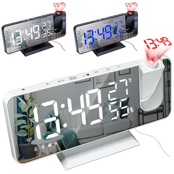 1PC LED Skaitmeninis Laikrodis-Žadintuvas Žiūrėti Lentelėje Elektroninių Darbalaukio Laikrodžius, USB Pabusti FM Radijas Laiko Projektorius Atidėjimo Funkcija, 2 Signalizacijos