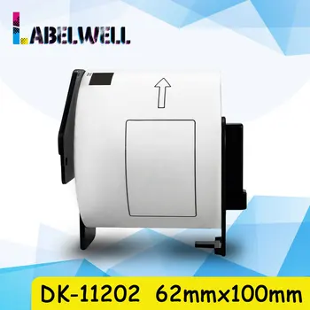 Labelwell 62mm*100mm 300Pcs Suderinama DK-11202 Etiketė Balta Popieriaus DK11202 DK-1202 suderinama Brolis Etikečių Spausdintuvas