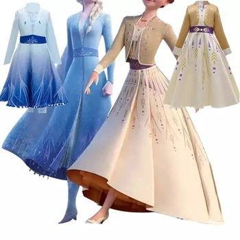 Mergaičių Suknelė Anna Elsa 2 Cosplay Šalies Vestidos Mergina Drabužių Elsa Kostiumas Sniego Karalienė Elsa Suknelė, Vaikams, Suknelės Mergaitėms