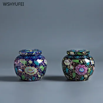 Arbata skardinės keramikos mini sandarios skardinės Jingdezhen arbatos rinkinys, priedai maži nešiojamieji candy, slapukus, kavos pupelės saugojimo arbatos bakas