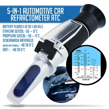 5-in-1 Automobilių Baterijos Antifrizas Refraktometru ATC už SG, Etileno Propileno Glikolis Sistemos priekinio Stiklo Apliejiklio Skysčio