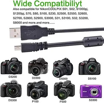 UC-E6 UC-E23 UC-E17 USB kabelis perdavimo linija, tinka Nikon SLR fotoaparatas DSLR D3300 D750 D5300 D7200 D750 Coolpix 340 A10 fotoaparatas
