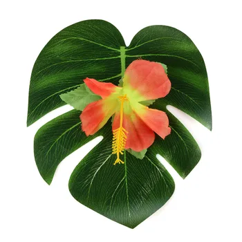 54Pcs Šalis Dekoro Prekių Atogrąžų Palmių Lapų, Hibiscus Gėlės Modeliavimas Lapų Havajų Džiunglėse Beach Party 