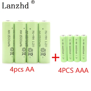 AA Įkraunamos Baterijos AAA NiMH Baterijos 1.2 V įkraunamas baterijas Nuotolinio Valdymo Žaislas kamera (4Pcs AA + 4Pcs AAA)