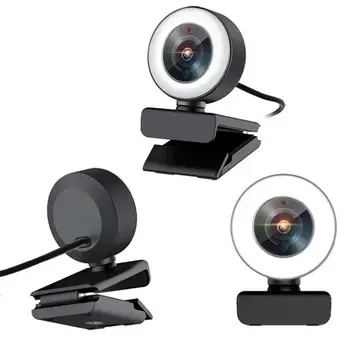 Mini LED Kameros 1080P 30 fps Tinklo Auto Focus Kompiuterio Kamera Webcam 1920*1080 Rezoliucija Užpildyti Šviesos Web Cam LED Šviesos Fotoaparatas