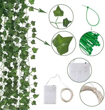 12 Pak Žalias Dirbtinis Ivy Girliandą Augalai Vynuogių Kabinti su led Styginių Šviesos, Namų Virtuvė, Sodas Office Vestuvių Sienų Dekoras
