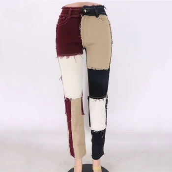 Moterų Kratinys Liesas Tiesių Kojų Džinsus Sexy Aukšto Juosmens Derliaus Streetwear Kelnes Ponios Kelnės džinsinio audinio tampri džinsai