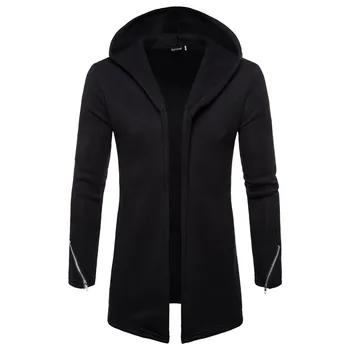 Nauja rudens ir žiemos vyrų megztinis grynos spalvos paltą su gobtuvu Europos Amerikietiško stiliaus tranšėjos dropshipping dovanų top coat, mados drabužiai