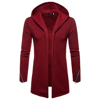 Nauja rudens ir žiemos vyrų megztinis grynos spalvos paltą su gobtuvu Europos Amerikietiško stiliaus tranšėjos dropshipping dovanų top coat, mados drabužiai